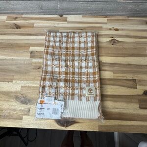 Timberland Checkered Scarf in Tan and Cream